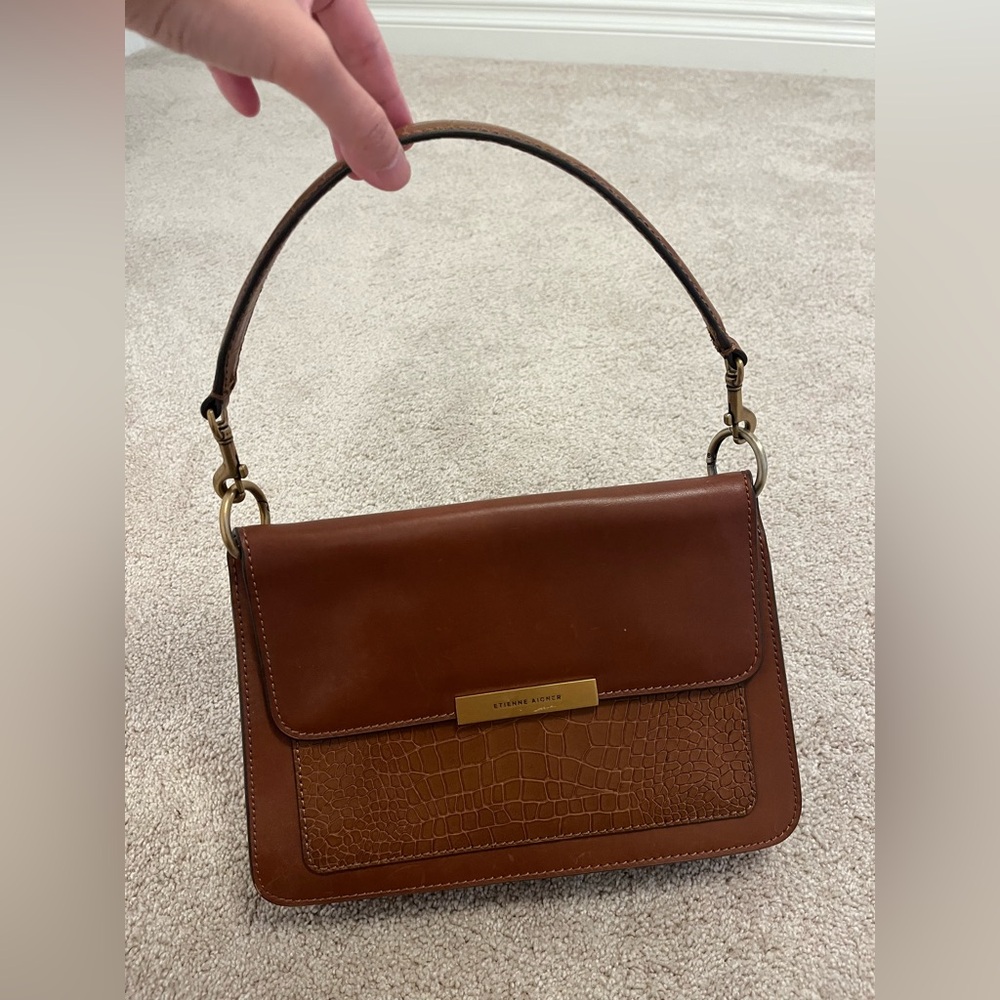 Etienne Aigner Tan Textured Leather Shoulder Bag